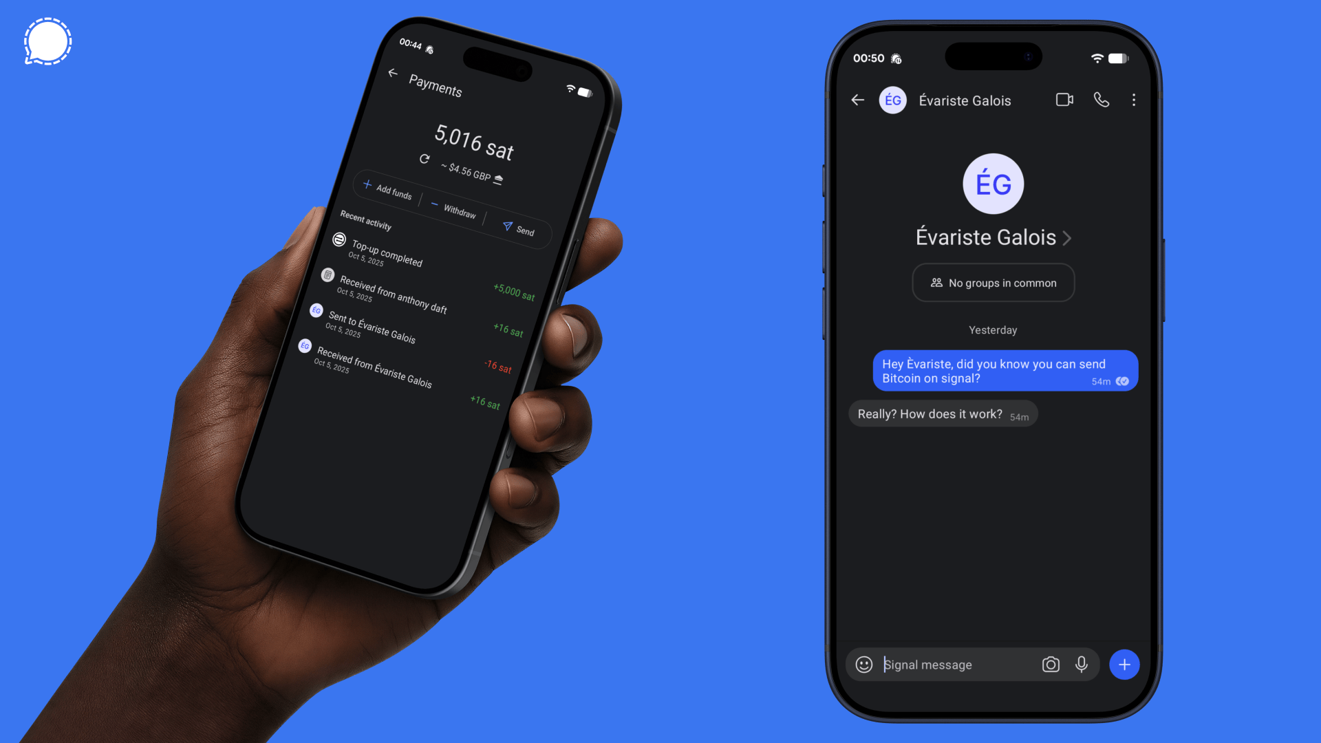 Signal chat with Cashu payment interface